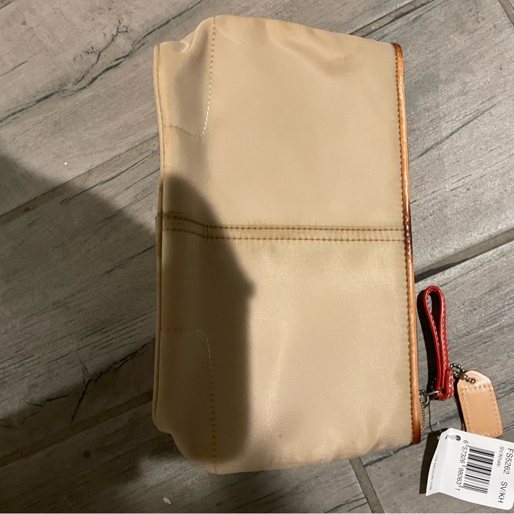 Coach Tan and Brown Toiletry/Makeup Bag Structured Design